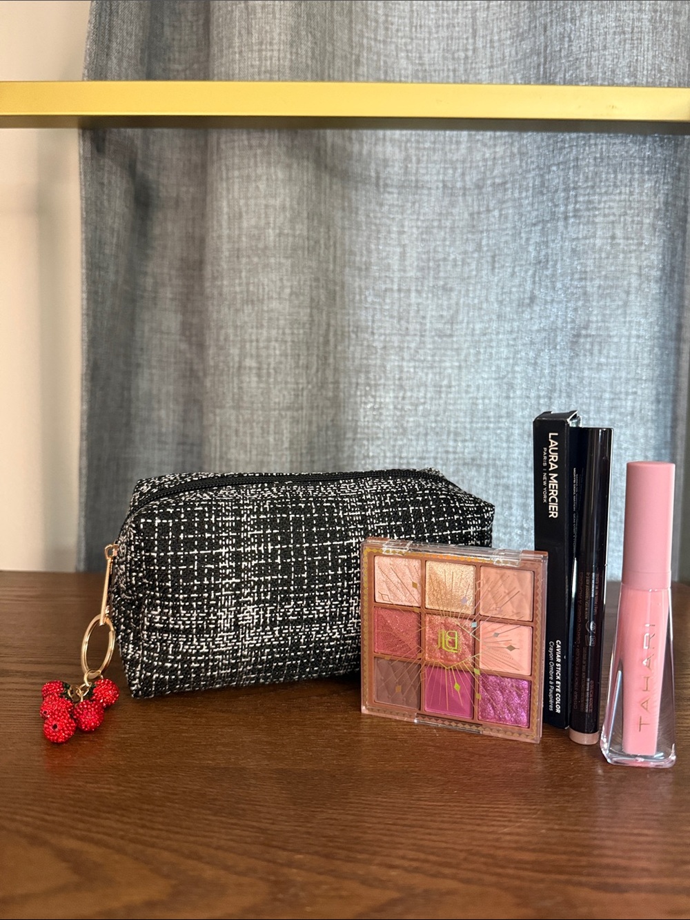 laura mercier Eyeshadow Stick, Eyeshadow Palette Black Tweed Makeup Bag, 🍒 Charm
